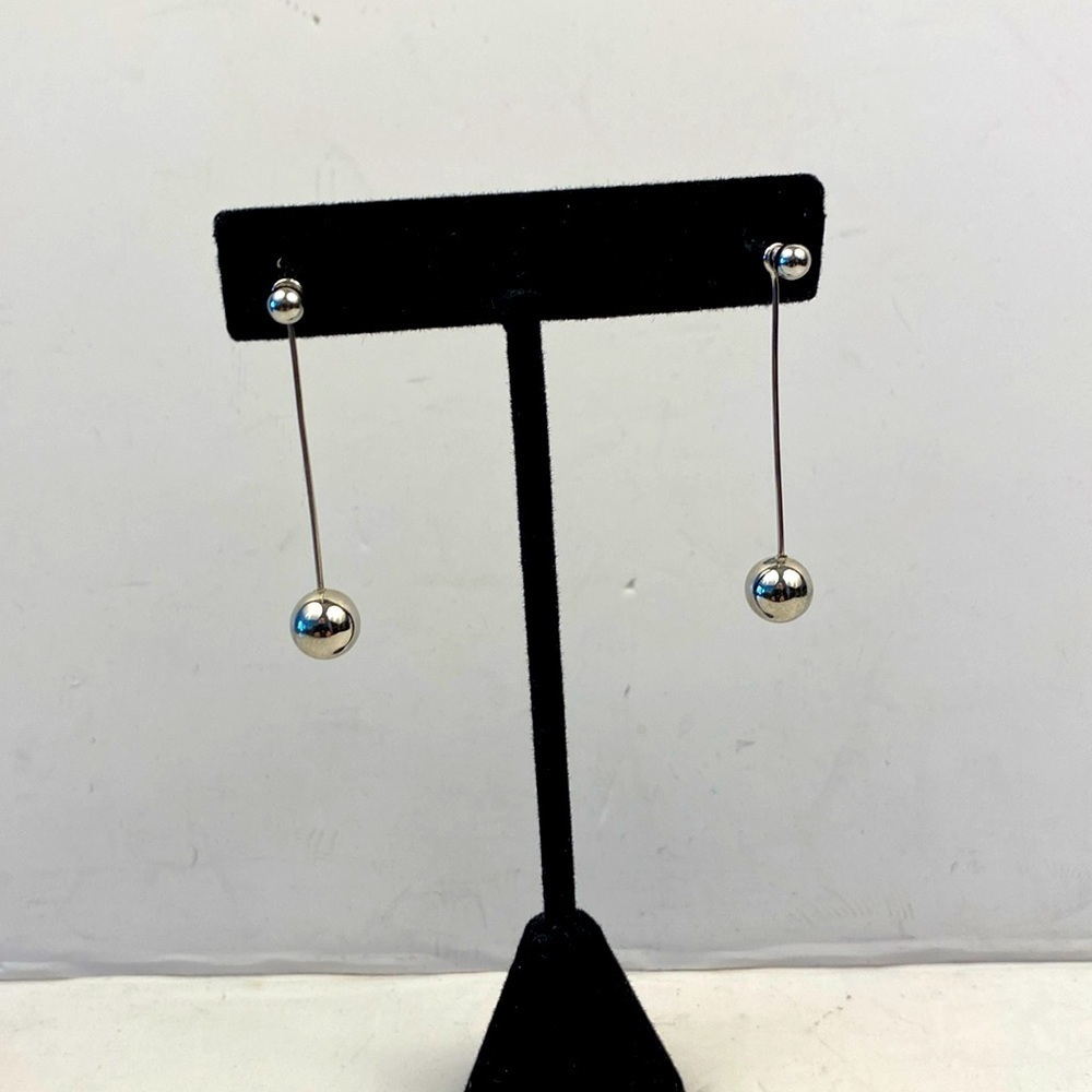 Silver dangle earrings geometric silver tone 2 separate pieces studs